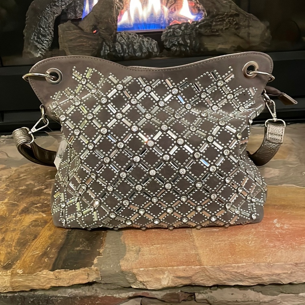 BRAND NEW WITH TAGS Bedazzled Silver Purse